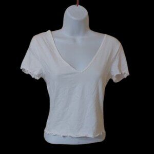 White V-Neck T-Shirt Size Medium